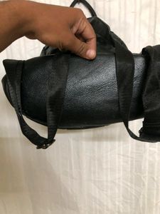 Black Leather Classic Backpack