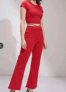 Red Crop Top & Pant Co-ord Set