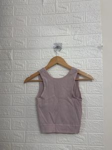 Mauve Ribbed Cutout Crop Top