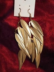 Leaf Drop, Peacock, Silver Earrings