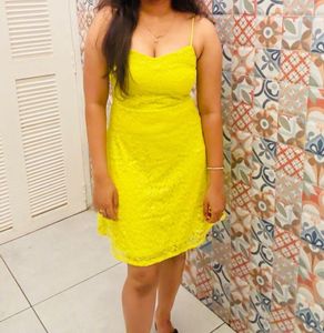 Yellow Lace Sleeveless dress