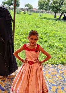 Peach Silk Flower Frock