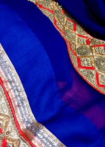 Saree Double Colour With Blouse Beautiful Looking