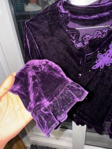 Purple Velvet Full Sleeve Stylish Top