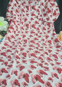 Red 🍒 butterfly 🦋 Straight Sleeveless Kurti ♥️