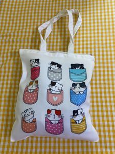 Cute Cat Print Tote Bag Length 15/1/2 Breadth 13