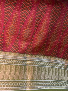 Maroon Saree with Green Border