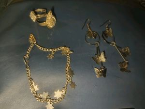 Combo Set Of Earrings Bracelet Fingerrings