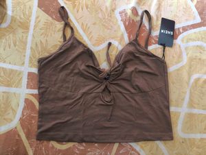 new Cute Brown Tie-Front Tank Top and inner wear