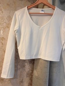 Brand New White V-neck Crop Top, Bust- 32/34