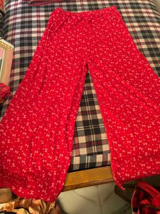 bow red pallazo pants brand new