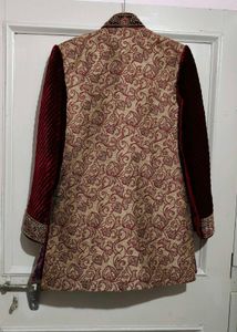 Maroon Velvet Sleeve Sherwani