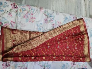 Elegant Maroon Banarasi Silk Sari