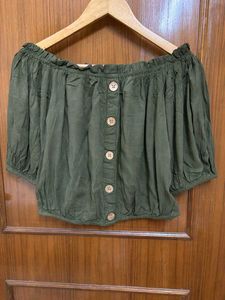 Olive Green Off-Shoulder Top