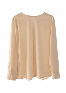 Elegant Silk Cream Long Sleeve Blouse