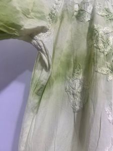 Green Tie Dye Chikankari Embroidered Kurta