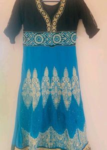 Elegant Blue & Black Ethnic Gown