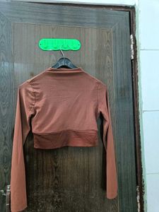 Brown Mesh Top
