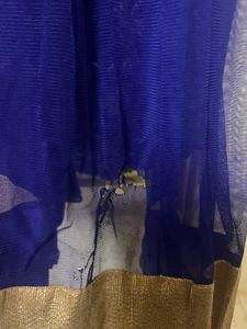 Navy Blue Gown Suit With Chunni