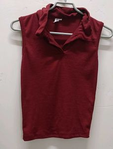 Maroon Sleeveless Top