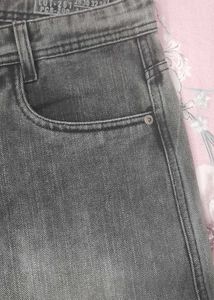 Grey Straight-Leg Denim Jeans