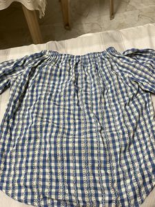 Blue Checkered Tunic Tops