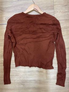 Brown &amp; Cream Layered Cardigan - Size S/M