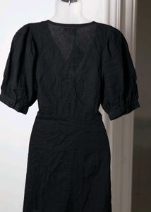 Black Puff Sleeve Mini Dress