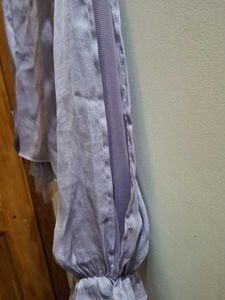 Lavender Organza Pearl-Collar Blouse