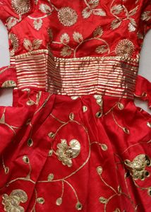 Red &amp; Gold Embroidered Dress