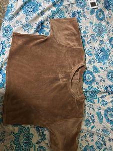 Brown Wool-Cotton Blend Crop Top | Cozy & Stylish