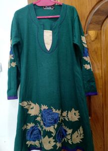WOOL Embroidered Green Kurta