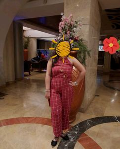 Burgundy Plaid Jumpsuit