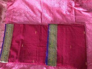 Brand New Red Handloom Saree with Gold Jari Border
