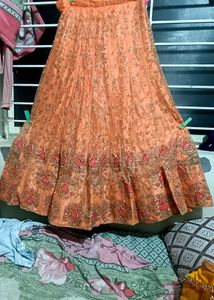 Elegant Peach Embroidered Lehenga Set
