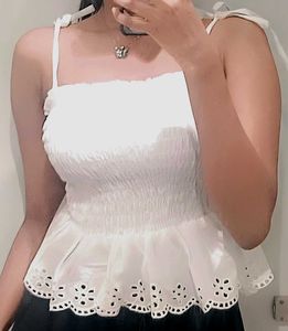 Zudio Stretchable Top With Bow Sleeveless