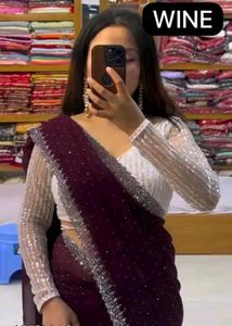 Elegant Red Sequin Saree