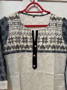 Grey And White Designer Kurti