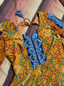 Bandhani Print Georgette Zardozi Embroidery Kurta