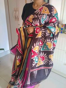 Resham Silk Batik Print Saree
