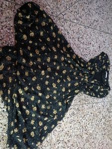 Fit And Flare One Piece Black,, Sunflower Printed