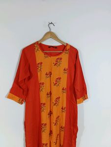 Orange Printed Kurta (Women)