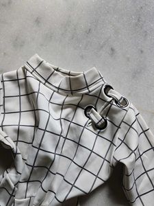 Checkered Casual Midi Dress