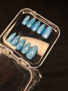 Blue Press-On Nails - Almond Shape