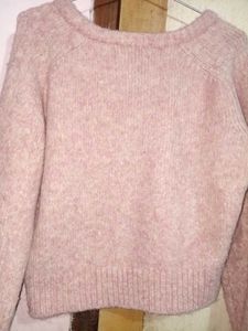 Pink Cropped Knit Sweater