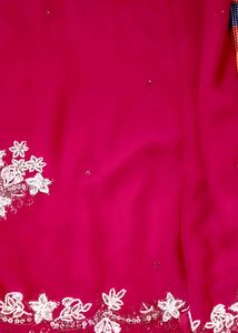 Rose Pink Georgette Saare With Sequins Work🍁✨