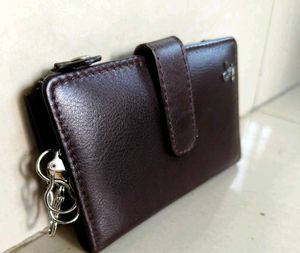 Brown Leather Wallet with Zipper
