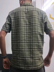 Olive Green Plaid Casual Shirt