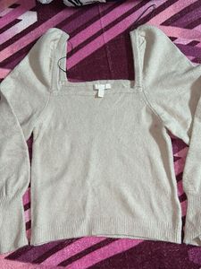 Square Neck Puff Sleeve Sweater