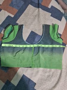 Green Saree With Mirror Work